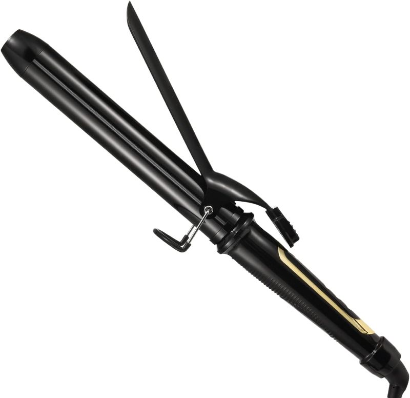 Photo 1 of Lanvier 1.25 Inch Clipped Curling Iron with Extra Long Tourmaline Ceramic Barrel, Professional Hair Curler up to 450°F with Dual Voltage for Traveling, Hair Waving Style Tool for Girls & Women –Black
