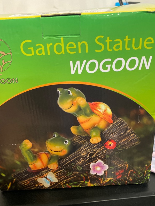 Photo 2 of WOGOON Garden Turtle Figurines Outdoor Decorations, Solar Garden Statue Sweet
