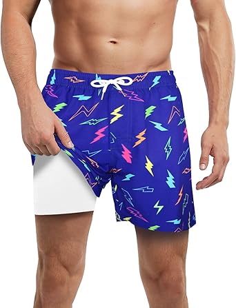 Photo 1 of Size L LUCOWEE Mens Swim Trunks with Compression Liner Anti Chafe Quick Dry UPF 50+ Swimming Shorts 5" 7" Inseam Bathing Suit