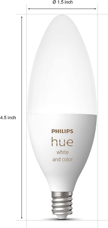 Photo 6 of Philips Hue Smart 40W B39 Candle-Shaped LED Bulb - White and Color Ambiance Color-Changing Light - 1 Pack - 450LM - E12 - Control with Hue App - Works with Alexa, Google Assistant and Apple Homekit
