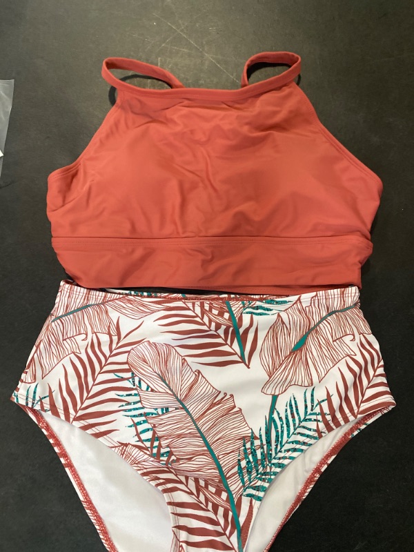 Photo 3 of Split Sexy Waist Swimsuit Sports High Bikini Women's Printed Tropical 3 Piece Swimsuits for Women Sexy Lime
