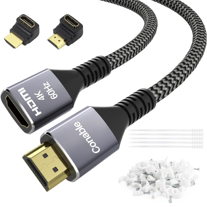 Photo 1 of 
4K HDMI Extension Cable 20 Feet, HDMI 2.0 Braided Extender Male to Female Cord, Pure Copper 3D 4K@60Hz 2160p 1080p HDR
