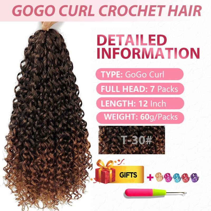 Photo 2 of GoGo Curl Crochet hair 12Inch 7Packs Curly Crochet Hair Water Wave Crotchet Braiding Hair for Black Women 
