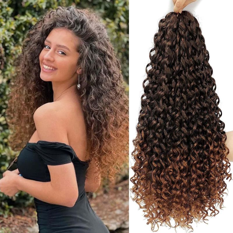 Photo 1 of GoGo Curl Crochet hair 12Inch 7Packs Curly Crochet Hair Water Wave Crotchet Braiding Hair for Black Women 
