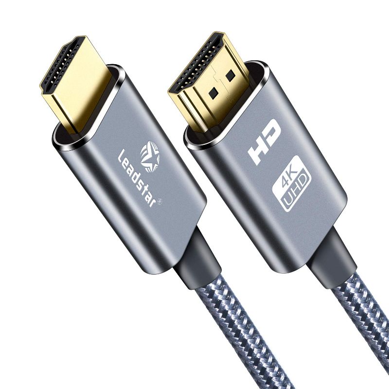 Photo 1 of HDMI Cable 4K 6 ft, High Speed HDMI 2.0 Cord Braided | 4K @ 60Hz, Ultra HD, 4K 2160p 1080p, ARC, 3D, HDCP 2.2 & CL3 Rated | for Laptop, Monitor, PS4, PS5, Xbox One, Fire TV - Black 
