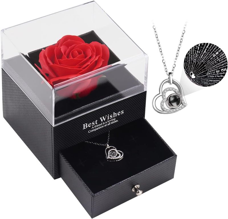 Photo 1 of WOKEISE Mothers Day Gifts for Women, Rose Flower Gift with Necklace I Love You in 100 Languages,Forever Unique Roses Gifts for Wife,Mom,Grandma,Girlfriend,Wife,Sister
