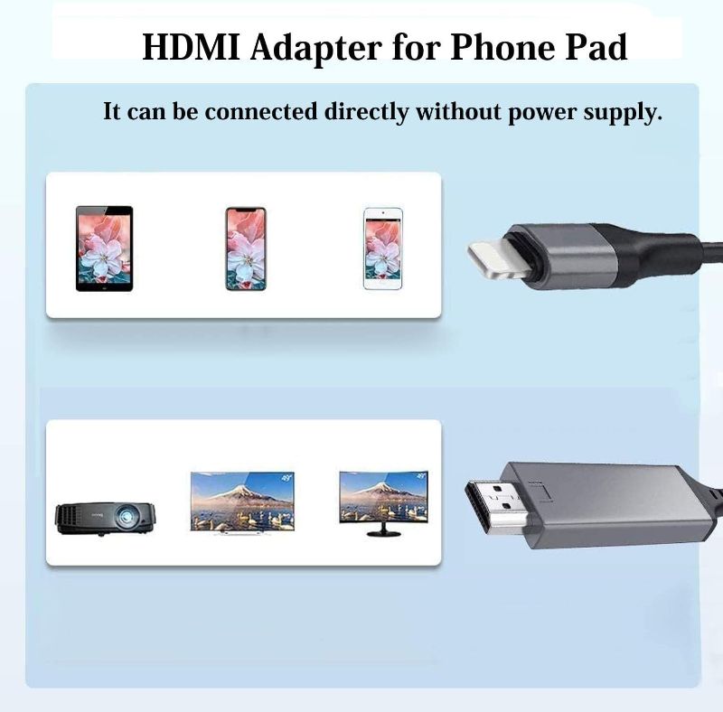 Photo 2 of [Apple MFi Certified] Lightning to HDMI Adapter for Phone to TV,Compatible with iPhone,iPad, Sync Screen Connector Directly Connect on HDTV/Monitor/Projector NO Need Power Supply,Support IOS11.0
