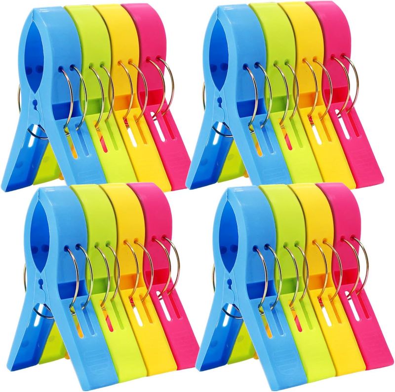 Photo 1 of 12 Pack Beach Chair Towel Clips-Cruise Essentials, Pool Chair Clips Large Hanging Clip Clamps Beach Towel Holder.
