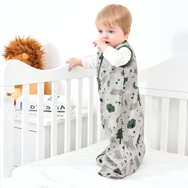 Photo 2 of (6-12m) Yoofoss Baby Sleep Sack Wearable Blanket for Babies 100% Cotton 2-Way Zipper TOG 0.5 Toddler Sleeping Sack 3 Pack, Soft Lightweight Sleep Sacks
