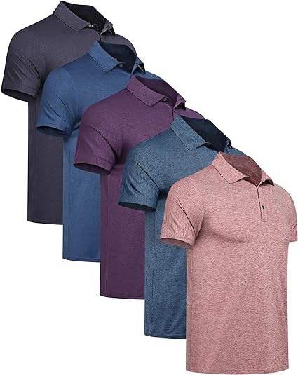 Photo 1 of (M) TELALEO 4/5 Pack Mens Polo Shirts Quick Dry Short Sleeve Golf T Shirt Performance Moisture Wicking Casual Workout
