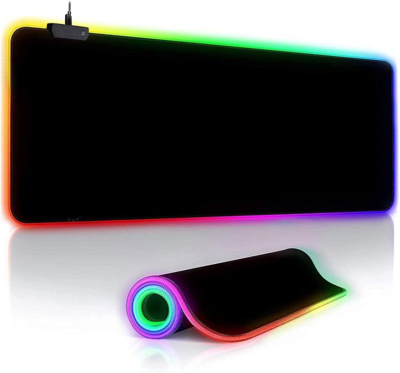 Photo 1 of RGB Gaming Mouse Pad-14 Lights Modes-Large LED Extended Mousepad- USB Ports Ultra-Large Size Soft Extra Extended Mousepad, Anti-Slip Rubber Base Computer
