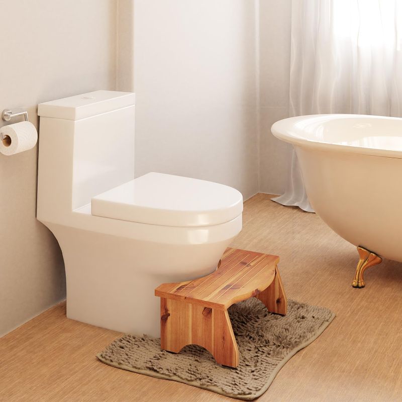 Photo 1 of Acacia Poop Stool for Bathroom Adults - 7.2" Squatting Toilet Stool for Kids - Pooping Stool Squat with Anti Slip Layer - Bathroom Stools for Sitting/Travel (Acacia Wood Foldable)
