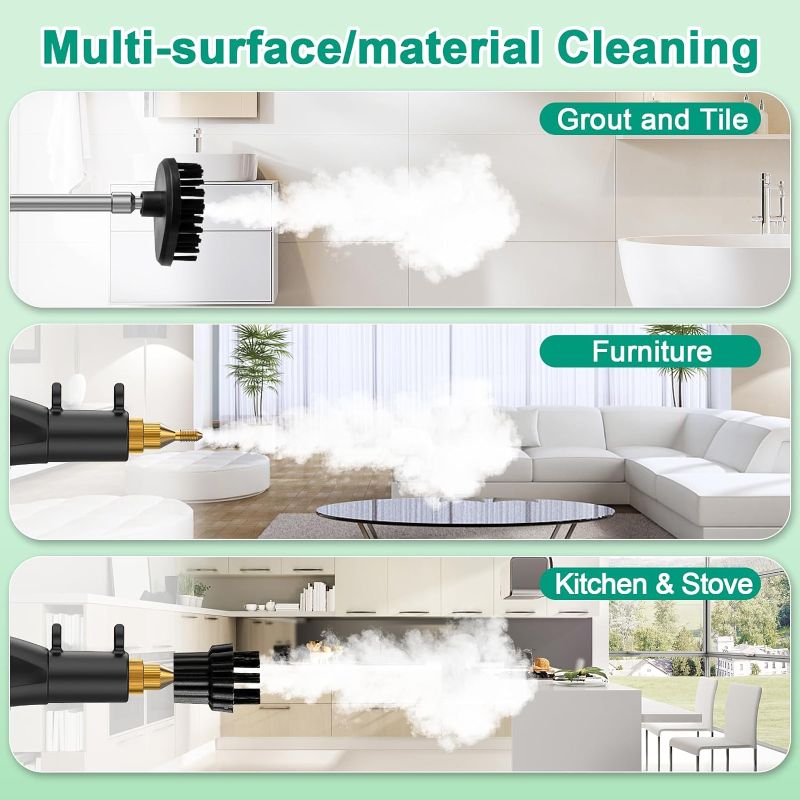 Photo 3 of Handheld Steam Cleaner,2500W Steam Cleaner, High Pressure Steamer for Cleaning, Steam Cleaner for Home, Steamer for Furniture,Steam Cleaner for Upholstery, Car, Kitchen, Carpets,Grout and Tile
