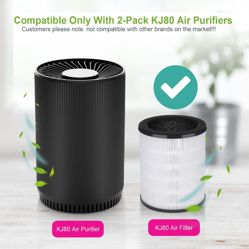 Photo 2 of (2 Pack KJ80 Air Purifier + 2 Pack HEPA Air Filter Combo Purchase), Druiap Air Purifiers for Home Bedroom with H13 HEPA Air Filter, for Office,Babyroom,Living Room,Kitchen,Apartment,Dorm,Ozone Free
