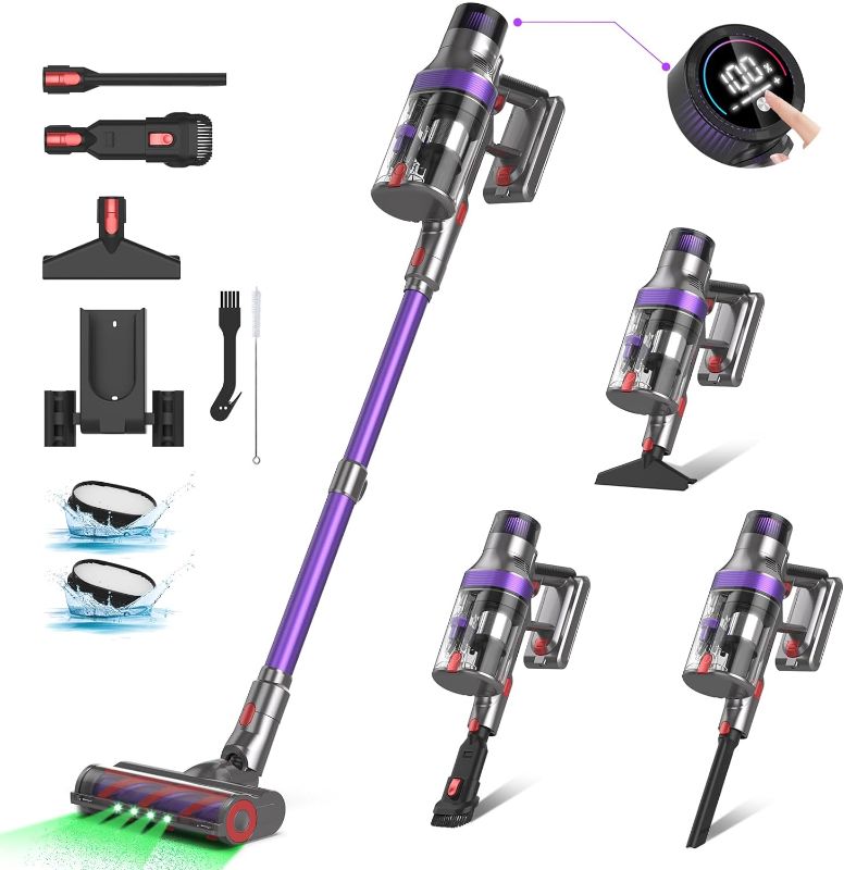 Photo 1 of Cordless Vacuum Cleaner, 530W/38Kpa Stick Vacuum Cleaner with 2 Dust Cups Design, 8 in 1 Vacuum Cleaner Pet Hair with OLED Touch Screen for Home/Pet Hair/Carpet/Hard Floor/Car Cleaning
