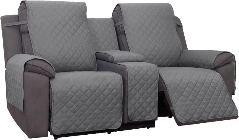 Photo 1 of PureFit Water Resistant Reversible Loveseat Recliner Couch Cover with Console – Non Slip Split Washable Sofa Cover for 2 Seat Recliner ( Gray/Light Gray)
