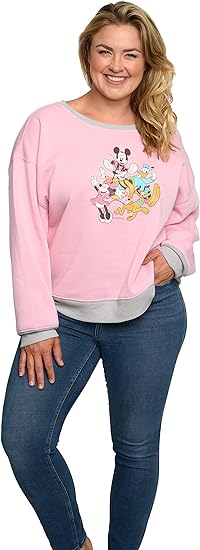 Photo 2 of 2XL Disney Womens Plus Size Mickey Minnie Mouse Donald Goofy Lightweight Sweatshirt
