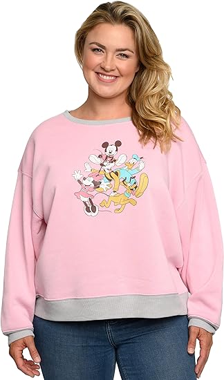 Photo 1 of 2XL Disney Womens Plus Size Mickey Minnie Mouse Donald Goofy Lightweight Sweatshirt
