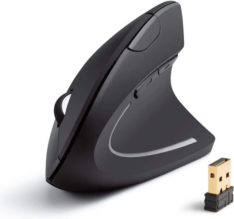 Photo 1 of Anker 2.4G Wireless Vertical Ergonomic Optical Mouse, 800 / 1200 /1600 DPI, 5 Buttons for Laptop, Desktop, PC, Macbook - Black
