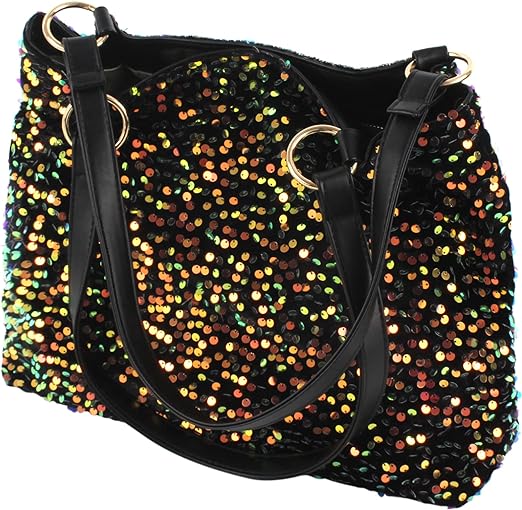 Photo 2 of Women Glitter Sequin Shoulder Tote Bag Girls Large Capacity Shiny Shopping Bag Pouch
