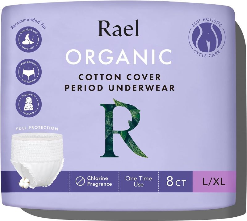 Photo 1 of Rael Disposable Underwear for Women, Organic Cotton Cover - Incontinence Pads, Postpartum Essentials, Disposable Underwear, Unscented, Maximum Coverage (Size L-XL, 8 Count)