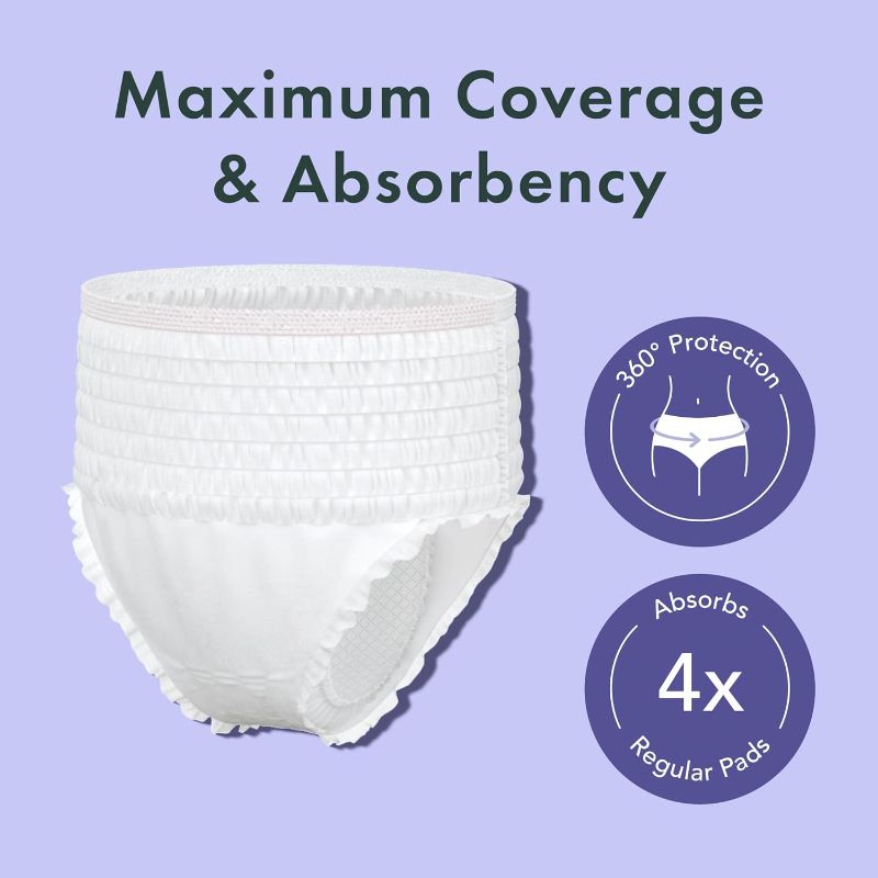 Photo 2 of Rael Disposable Underwear for Women, Organic Cotton Cover - Incontinence Pads, Postpartum Essentials, Disposable Underwear, Unscented, Maximum Coverage (Size L-XL, 8 Count)