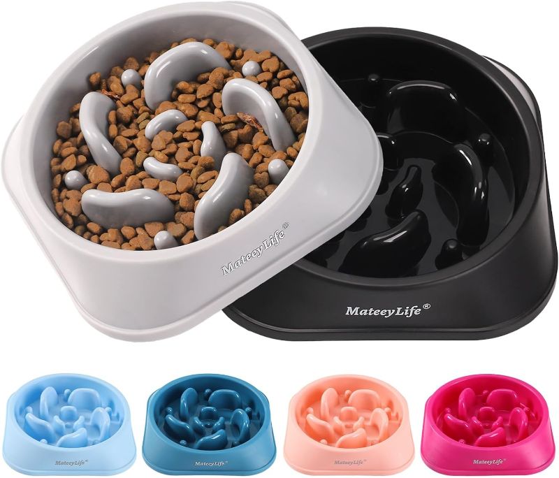 Photo 1 of MateeyLife Slow Feeder Dog Bowls 2PCS, Anti-Choking Puzzle Dog Food Bowls, Anti-Slip Interactive Dog Feeding Bowls Slow Down Eating, Bloat Stop Maze Dog Dishes for All Breeds Pets LightBlue&DarkBlue
