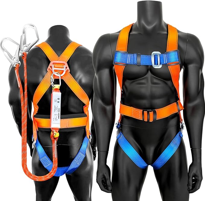 Photo 1 of GLOROUSCHU Full Body Safety Harness Tool Fall Protection?OSHA/ANSI Compliant,ASTM F1774certified | INTERNAL Shock Absorbing Lanyard?Orange?
