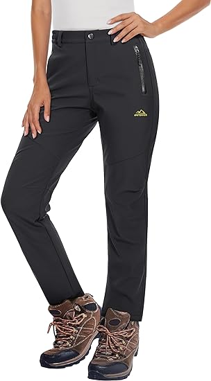 Photo 1 of (M) MAGCOMSEN Women's Fleece Lined Waterproof Insulated Softshell Pants Outdoor Snow Ski Pants Winter Warm Hiking Pants
