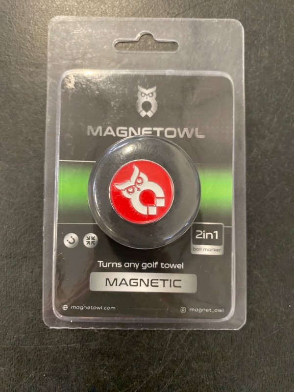 Photo 2 of Magnetic Golf Towel Clip with 2 Removable Ball Markers - Industrial Strength Golf Towel Magnet - Use Any Golf Towel - Easily Access Your Golf Towel - Removable from Towels (Red)
