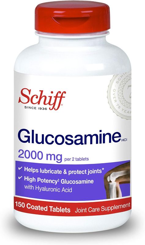 Photo 1 of Schiff Glucosamine 2000mg (per serving) + Hyaluronic Acid Tablets (150 count in a bottle), Joint Care Supplement That Helps Support Joint Mobility & Flexibility, Supports The Structure Of Cartilage
