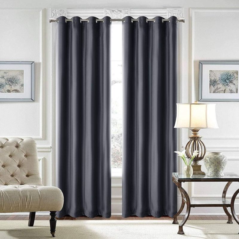 Photo 1 of Thermal Insulated Curtain, 2 Panels Velvet Blackout Curtains Light Blocking Draperies Noise Reducing Window Curtain with Grommets for Bedroom -D- 72Wx63L(182x160cm)

