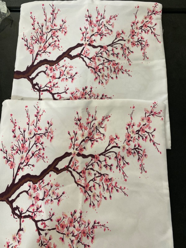 Photo 2 of Cherry Blossom Pillow Cover Japanese Cherry Decorative Pillowcases 18x18 Inch Set of 2 Cherry Blossom Pillowcase Pink Flower Pillow Cases with Hidden Zipper Home Cushion Decorative
