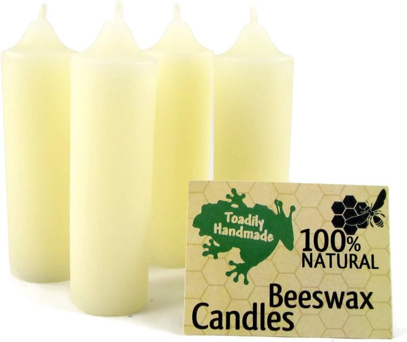 Photo 1 of Set of 4 Hand Poured Solid Beeswax Candles in Ivory - Each Candle Measures Approximately 1" x 4" - 100% Beeswax Candles by Toadily Handmade
