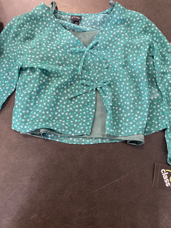 Photo 2 of Girls' Tie-Front Chiffon Blouse Top - Art Class™ Green Floral M
