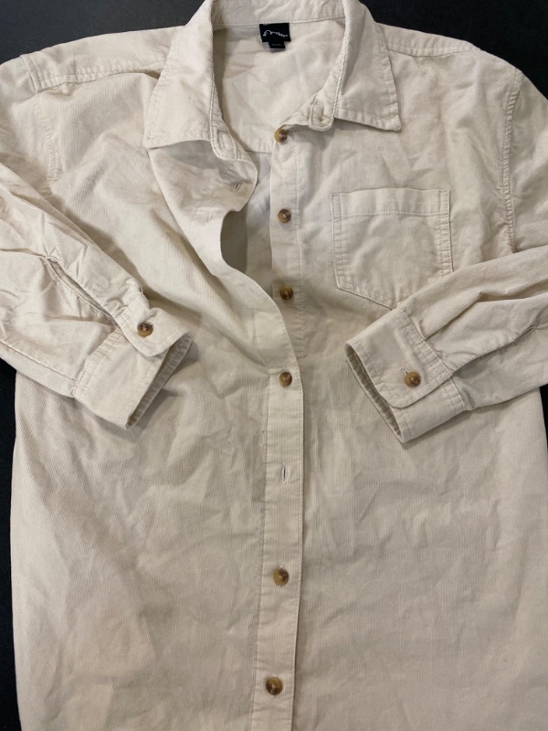 Photo 2 of XL Girls' Long Sleeve Oversized Corduroy Layering Shirt - art class Off-White L New
