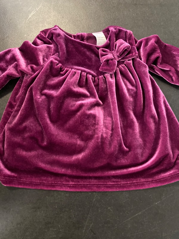 Photo 2 of New Born To 3Month Velvet Purple Dress- Carter's 