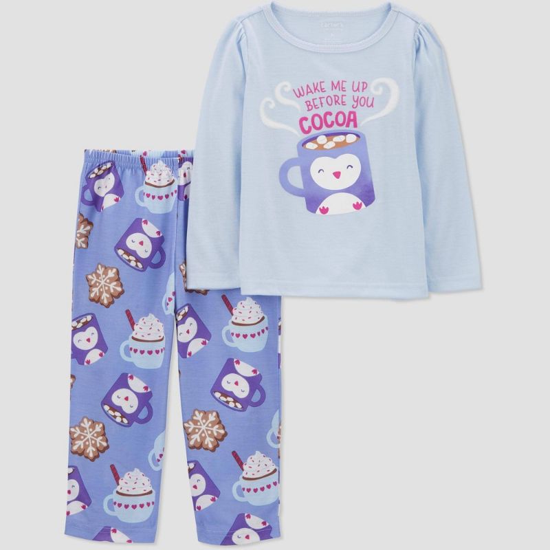 Photo 1 of Carter's Just One You® Toddler Girls' 2pc Cocoa Long Sleeve Pajama Set - Blue 12M
