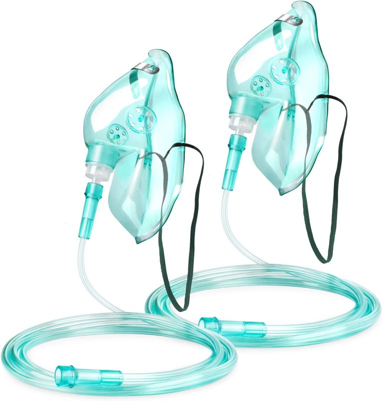 Photo 1 of ANSNF 2 Pack Oxygen Mask for Face Adult with 6.6' Tube & Adjustable Elastic Strap - Size L
