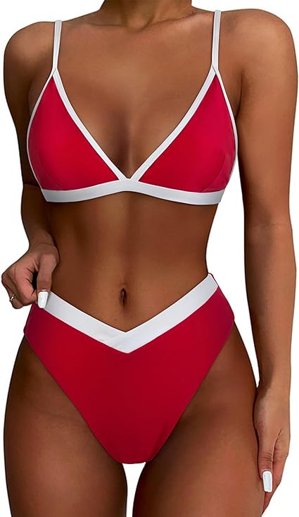 Photo 1 of Size S SUUKSESS Women Triangle High Cut Bikini Sets Sexy High Waisted 2 Piece Swimsuit
