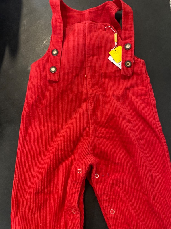 Photo 2 of Size 10  Toddler Baby Corduroy Knotted Jumpsuit Solid Bib Overalls with Pocket Retro Strap Pants for Boys Girls
