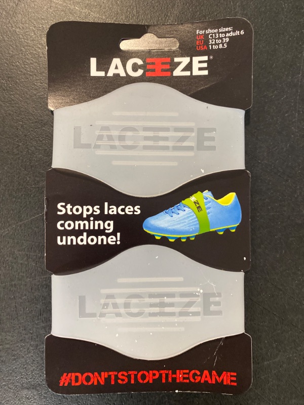 Photo 2 of Laceeze Original Bands Fits shoe size 1-7 USA keeps laces tied during sport, soccer, rugby, field hockey, Lime, 1-7
