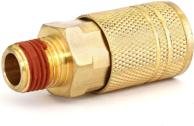 Photo 1 of WYNNsky Industrial Air Coupler, 1/4 Inch Body Size, 1/4 Inch NPT Male Threads Size, Brass Air Hose Fitting
