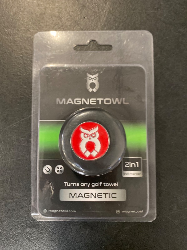 Photo 2 of Magnetic Golf Towel Clip with 2 Removable Ball Markers - Industrial Strength Golf Towel Magnet - Use Any Golf Towel - Easily Access Your Golf Towel - Removable from Towels (Red)
