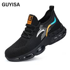 Photo 1 of Size 8-9 Steel Toe Shoes for Men No Slip Work Shoes Air Cushion Construction Industrial Shoes Safety Shoes Lightweight Steel Toe Sneakers for Men
