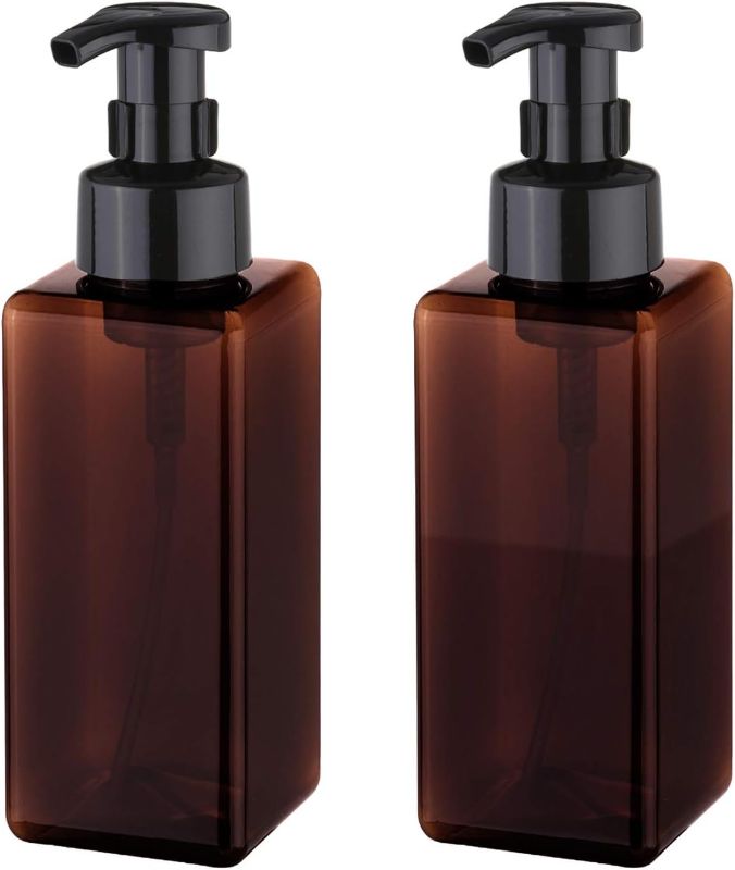Photo 1 of Foaming Soap Dispenser 650ml (22oz) Refillable Plastic Pump Bottle for Liquid Soap, Shampoo, Body Wash (2 Pcs) (Amber)
