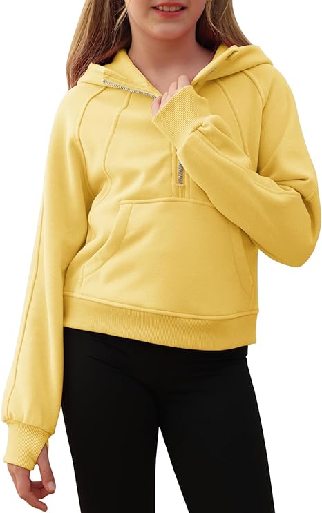 Photo 1 of Size S  Half Ziper Collar Cropped Hoodies Long Sleeve Fleece Zip Up Pullover Sweatshirts