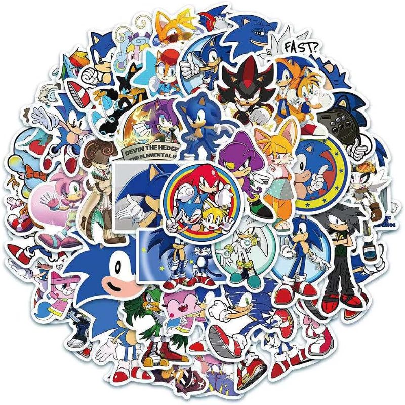 Photo 1 of 50pcs Sonic The Hedgehog Stickers Lovely Boy and Girl Stickers Laptop Water Bottle Luggage Snowboard Bicycle Skateboard Decal for Kids Teens Waterproof Stickers
