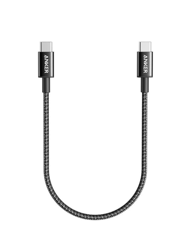 Photo 1 of Anker New Nylon USB-C to USB-C Cable (2pack, 1 ft, 60W), USB 2.0 Type C Charging Cable for MacBook Pro 2020, iPad Pro 2020, iPad Air 4, Samsung Galaxy S21, Nintendo Switch, Pixel, LG, and More (Black)
