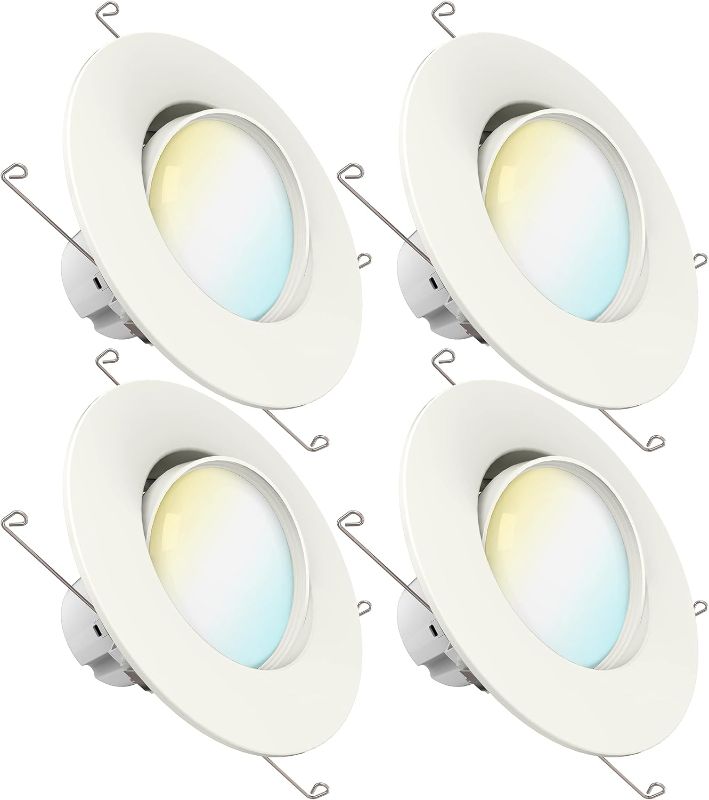 Photo 1 of Sunco Lighting 4 Pack LED Can Lights Eyeball Retrofit Gimbal 5/6 Inch Recessed Lights 12W=60W, 5 Colors 2700K/3000K/3500K/4000K/5000K, 800 LM, Directional Angled Trim Adjustable Ceiling Downlight UL

